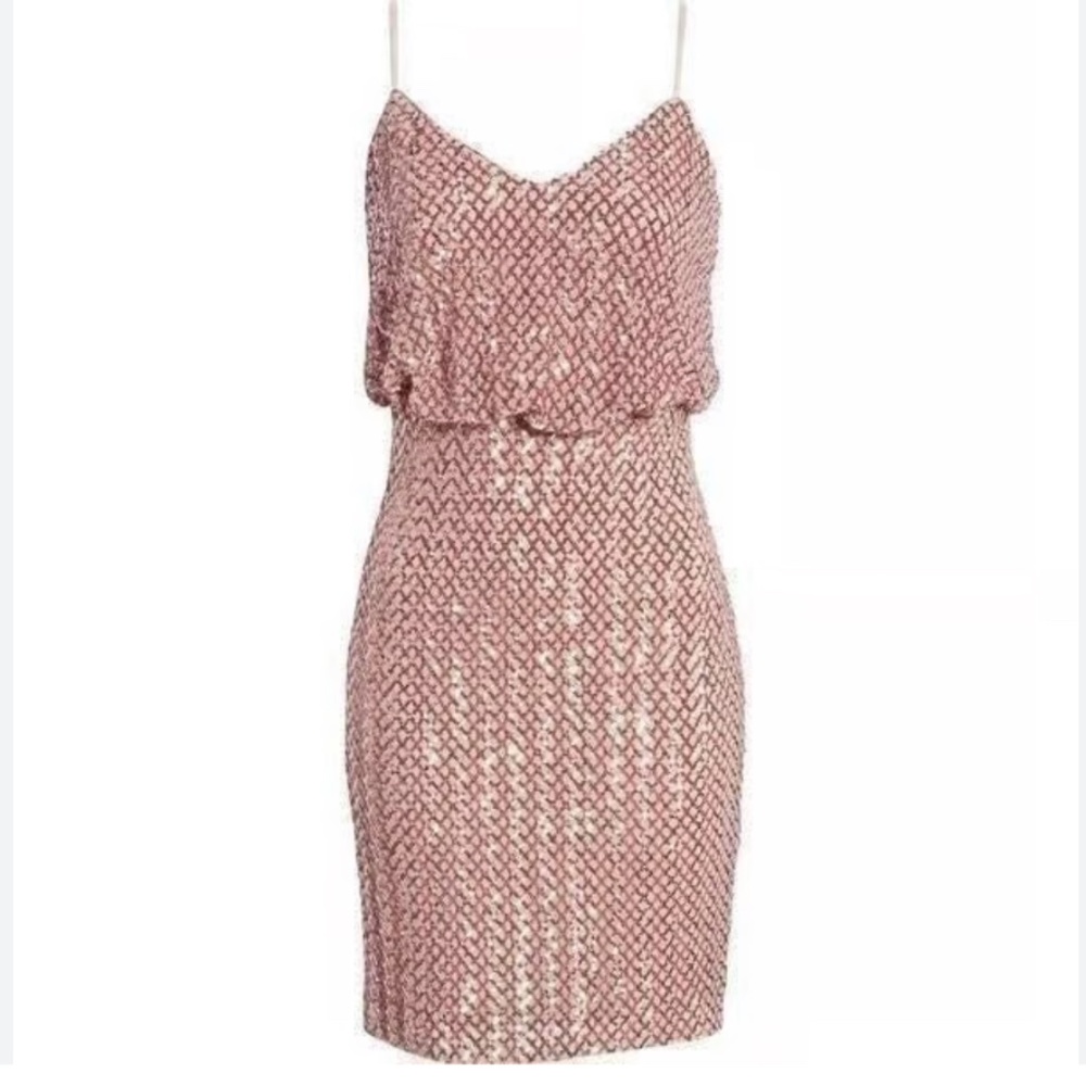 Vince camuto pink Sequin Blouson Sheath Dress Size 2 Nwot